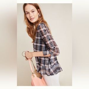 Eva Franco Avery Plaid Semi-Sheer Top